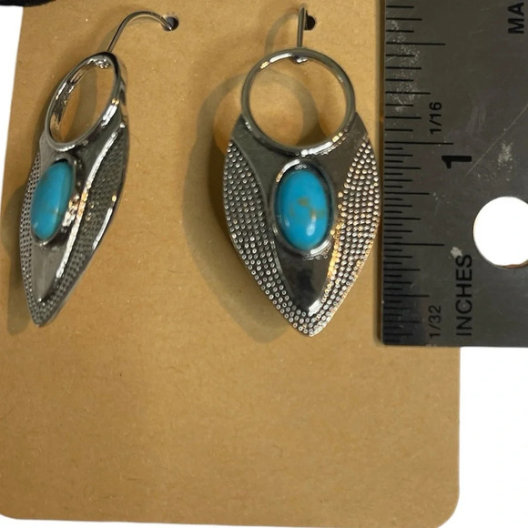 NWT 3 for $20 Silver & Turquoise Stone Geometric Dangle Earrings “you pick 3” - Picture 2 of 5